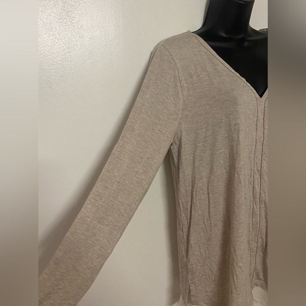 Heather Warm Honey Long Sleeve Knit Tunic. (WHITE HOUSE BLACK MARKET/SIZE:LARGE)